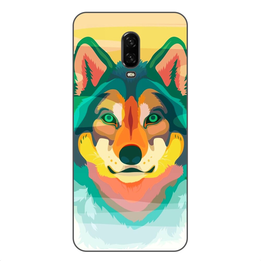 Husa OnePlus 6T Silicon Gel Tpu Model Desen Lup Multicolor