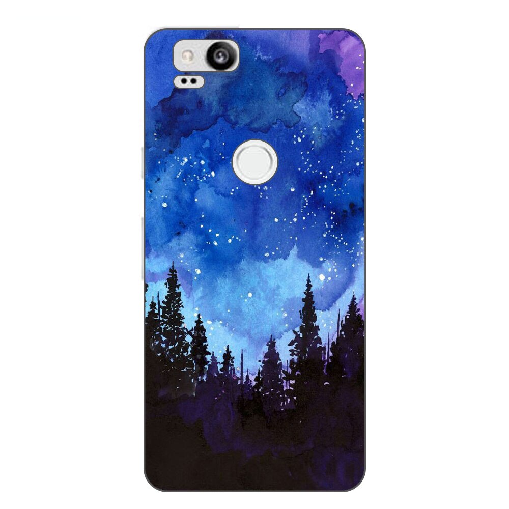 Husa Google Pixel 2 Silicon Gel Tpu Model Night Forest Multicolor
