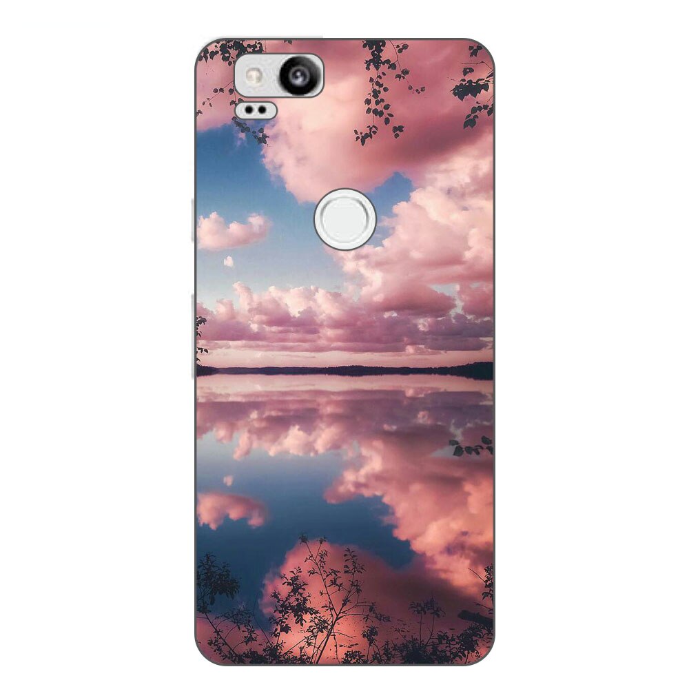 Husa Google Pixel 2 Silicon Gel Tpu Model Pink Clouds Multicolor