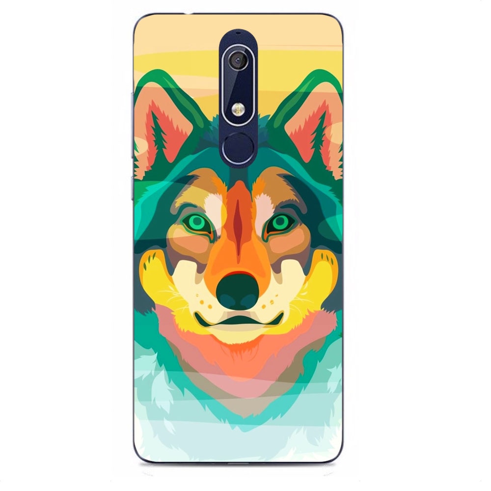 Husa Nokia 5.1 2018 Silicon Gel Tpu Model Desen Lup Multicolor