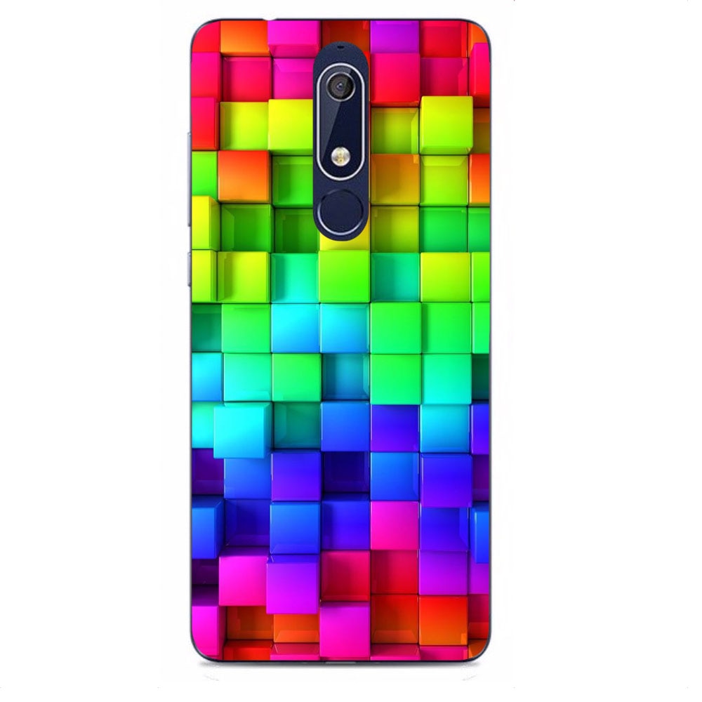 Husa Nokia 5.1 2018 Silicon Gel Tpu Model Colorful Cubes Multicolor