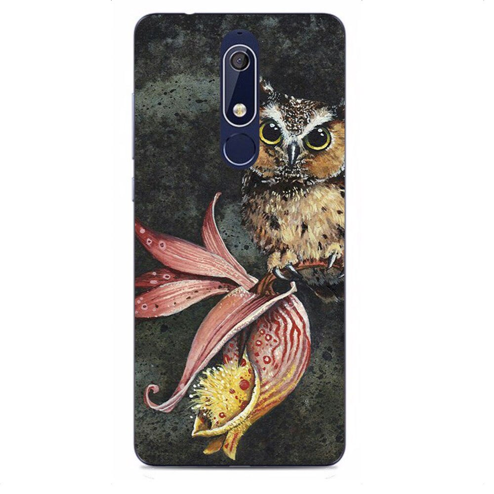 Husa Nokia 5.1 2018 Silicon Gel Tpu Model Owl Painted Multicolor