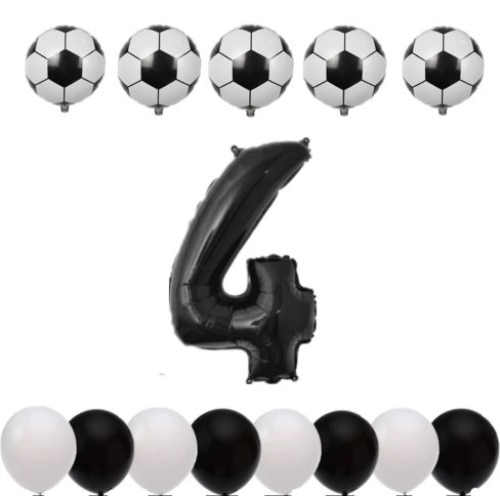 Set Aniversare Tematica, 4 Ani - Fotbal- Alb/Negru