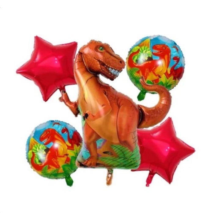 5 db fóliás lufi készlet, Dinosaur T-Rex