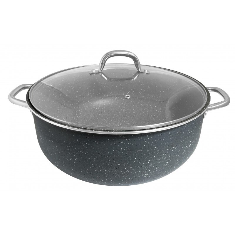 Cratita marmorata cu capac Bohmann, 13L, marmorata interior si exterior, 32cm