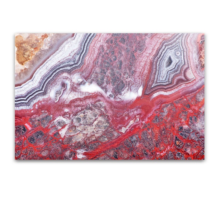 Tablou Startonight pe sticla acrilica Insertii Rosii in Agat, luminos in intuneric, 90 cm x 60 cm