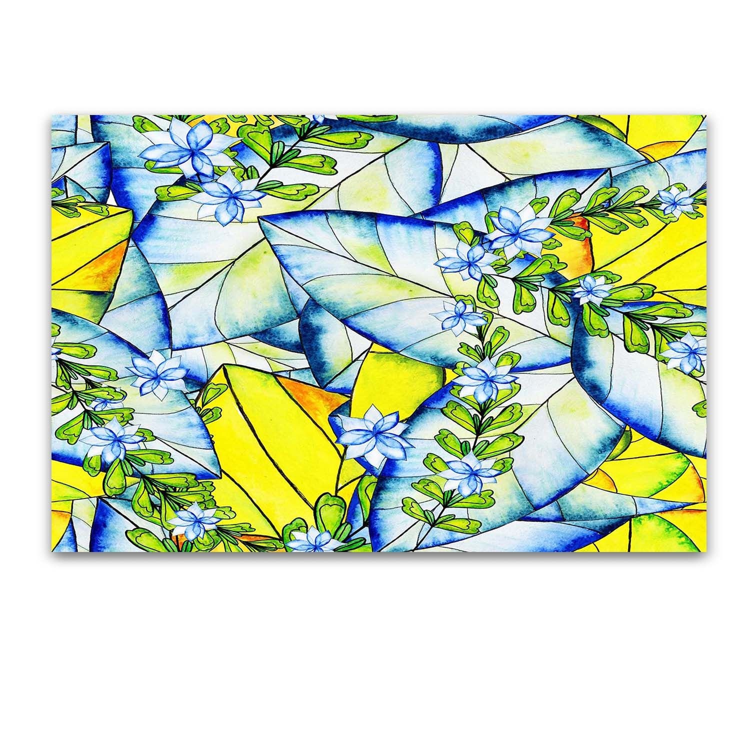 Tablou Startonight pe sticla acrilica Frunze Stilizate, luminos in intuneric, 90 cm x 60 cm