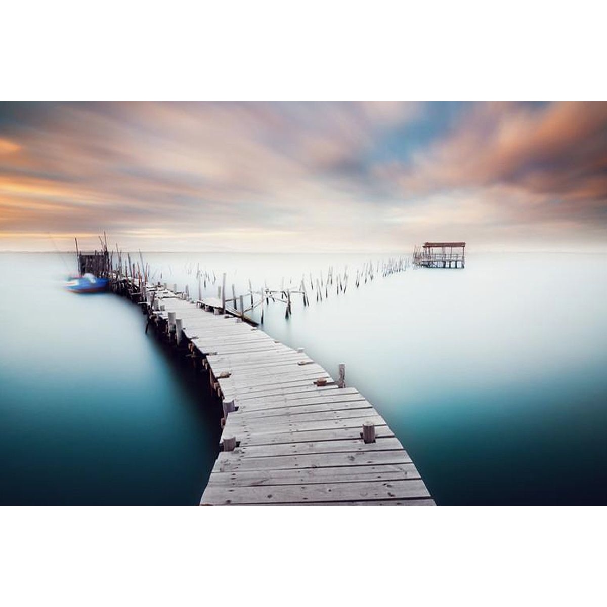 Tablou Startonight pe sticla acrilica Punte pe Mare, luminos in intuneric, 90 cm x 60 cm
