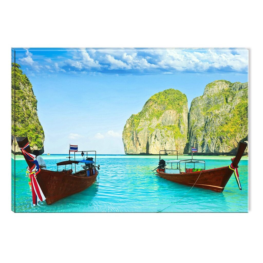 Tablou Startonight pe sticla acrilica Barci pe Ocean, luminos in intuneric, 90 cm x 60 cm