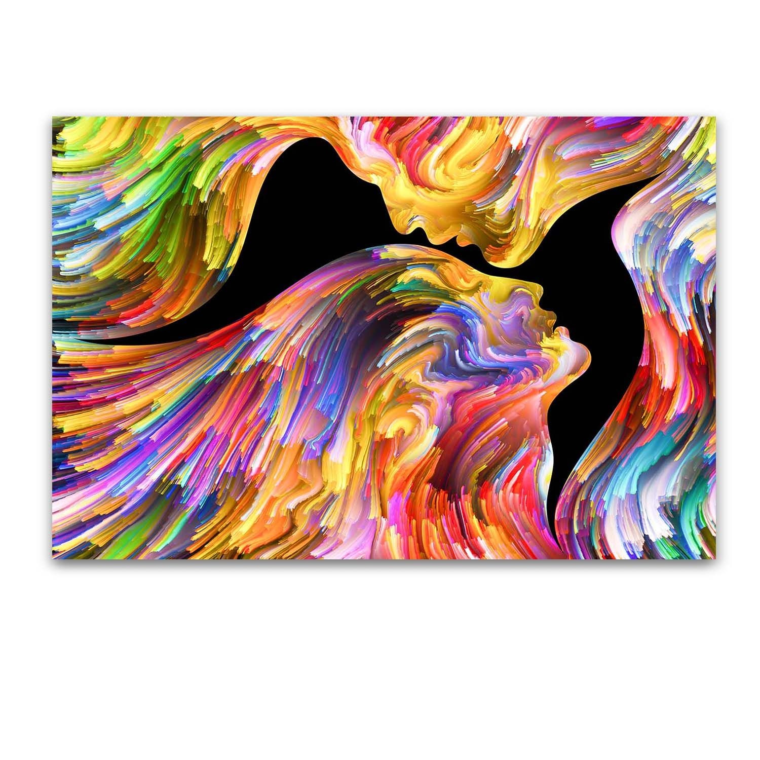 Tablou Startonight pe sticla acrilica Sarutul, luminos in intuneric, 90 cm x 60 cm