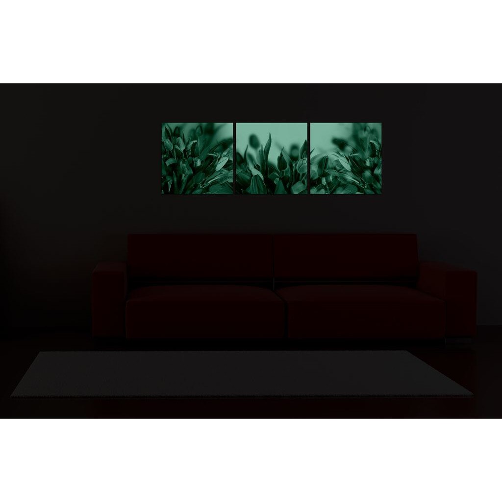 Set Tablou Startonight pe sticla acrilica Lalelele Colorate, 3 piese, luminos in intuneric, 40 cm x 120 cm