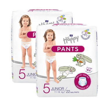 Scutece-chilotel Happy Pants Junior, 11-18 kg, 22 buc Scutece-chilotel Happy Pants Junior, 11-18 kg, 22 buc