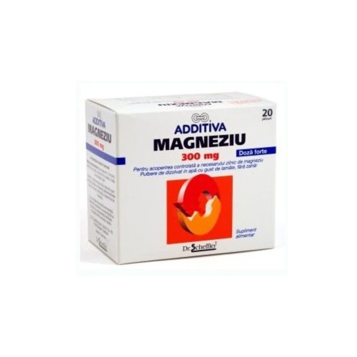 Magneziu 300mg doza forte, 20 plicuri, Additiva