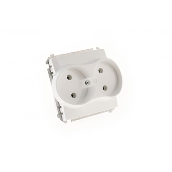 Priza dubla modulara fara impamantare gama basic modul kontakt Alb Priza dubla modulara fara impamantare gama basic modul kontakt Alb