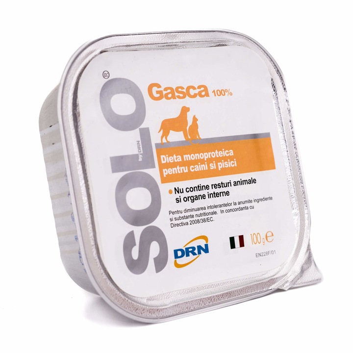 Hrana pentru caini, Solo, conserva monoproteica, carne de gasca 100 g