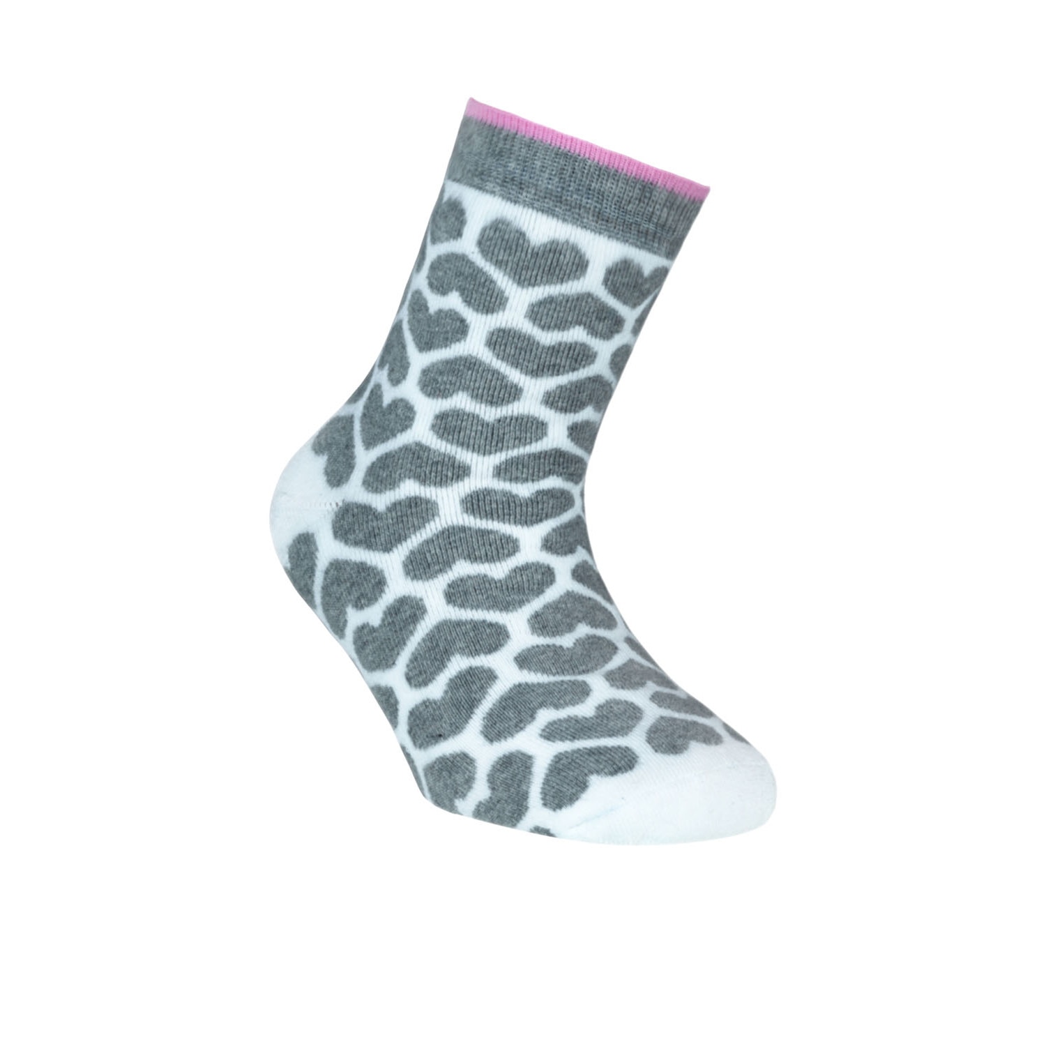 Sosete flausate din bumbac cu model inimioare, Conte Kids Sof-Tiki 247, Gri