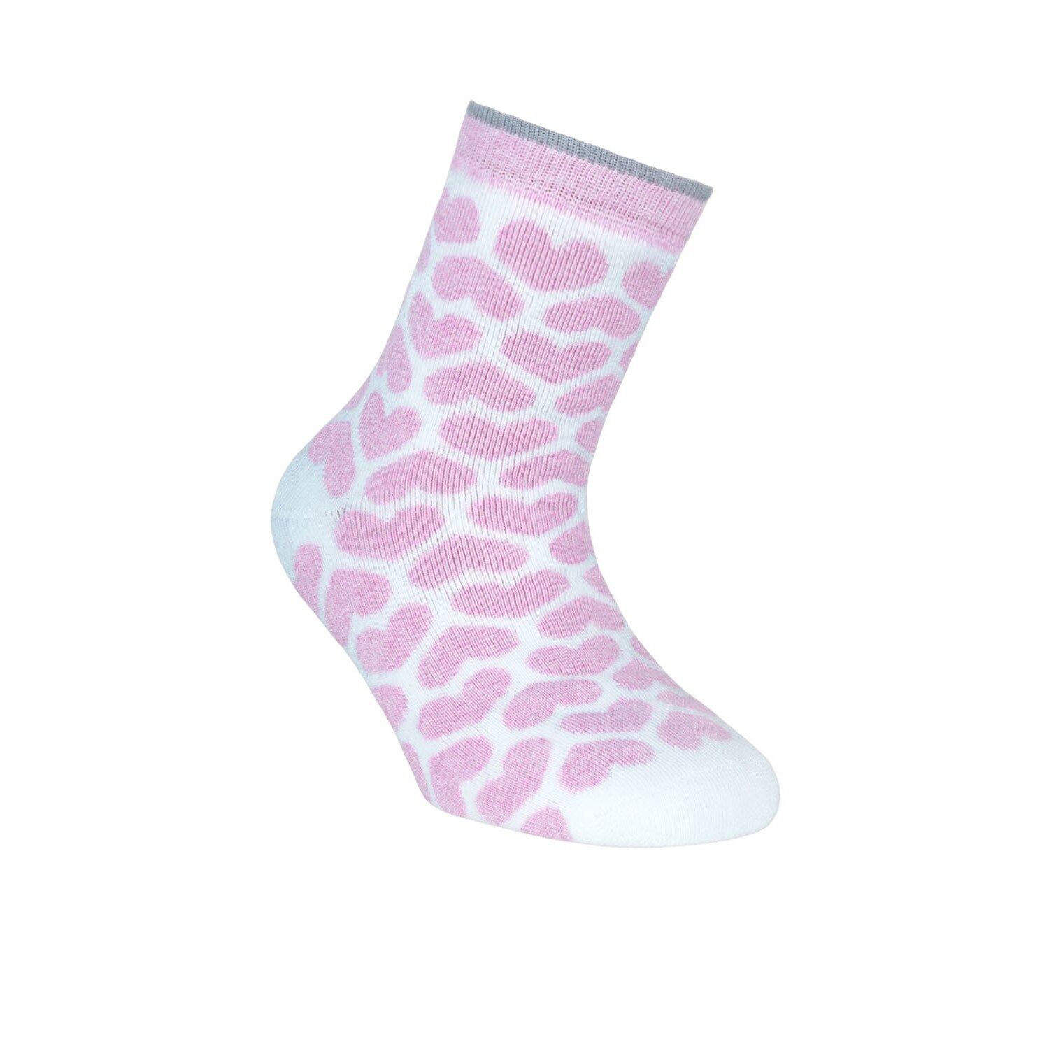 Sosete flausate din bumbac cu model inimioare, Conte Kids Sof-Tiki 247, Roz