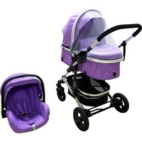carucior nou nascuti 3 in 1 baby care pro 531  cadru aluminiu amortizoare roti din cauciuc plin ave landou scoica auto spatar reglabil 3 trepte plasa insecte mov imagen 22_0_
0