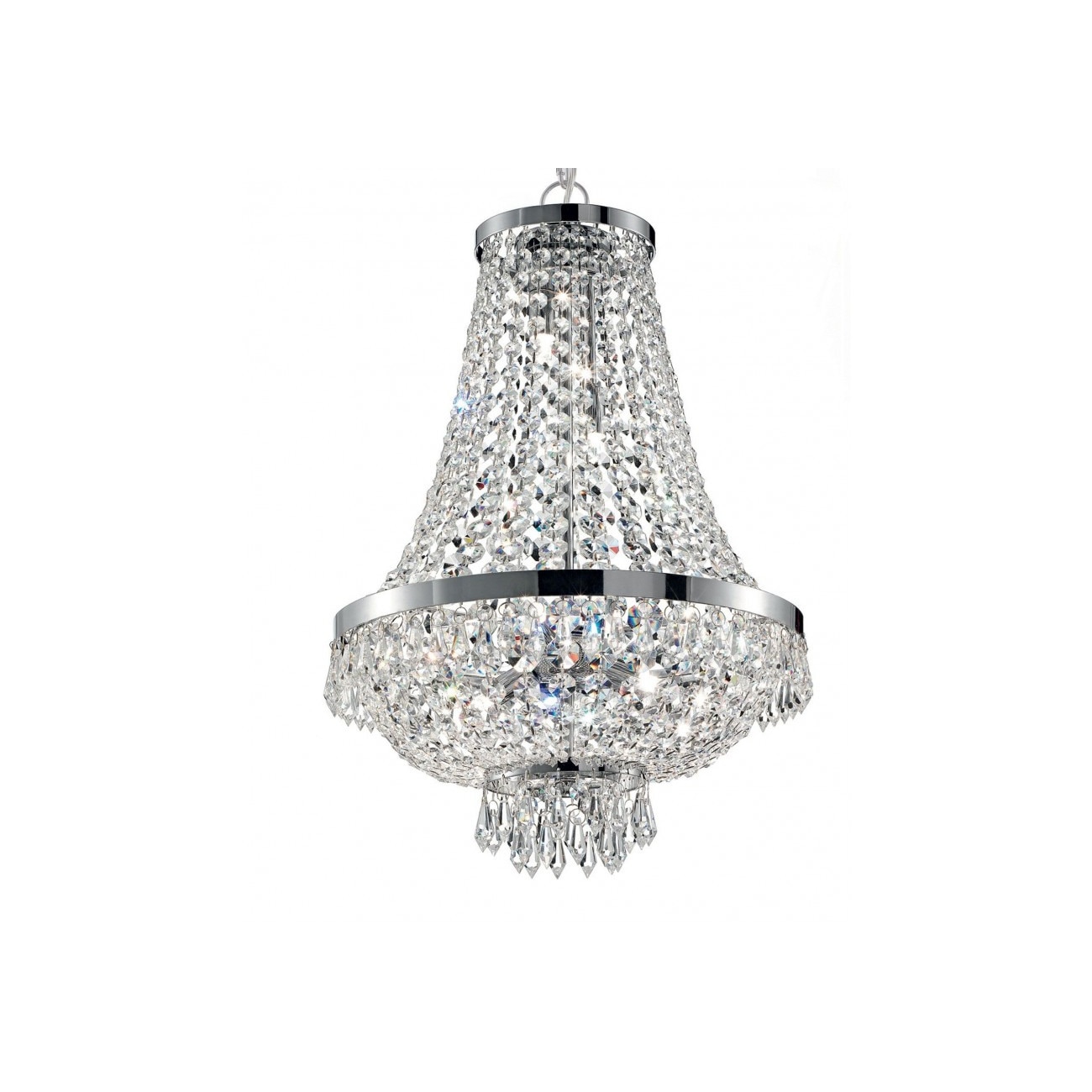 Lustra,Casear SP12,IDEAL LUX,sticla,metal,cristal ,crom