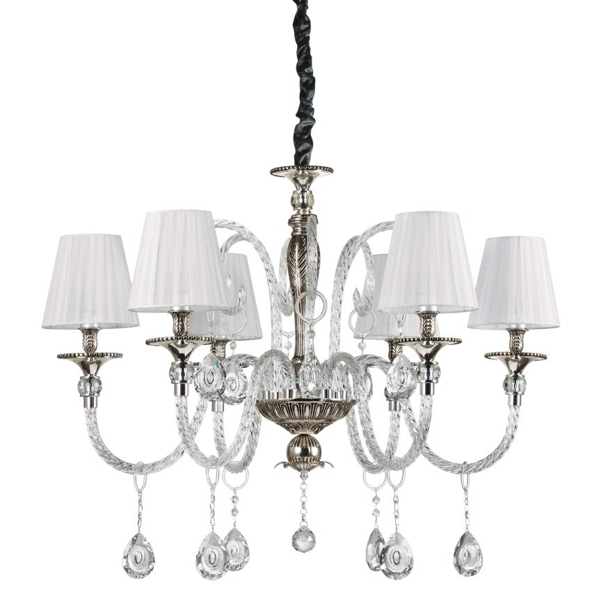 Lustra,Romantik SP6,IDEAL LUX,metal,cristal ,sticla,argintiu antic