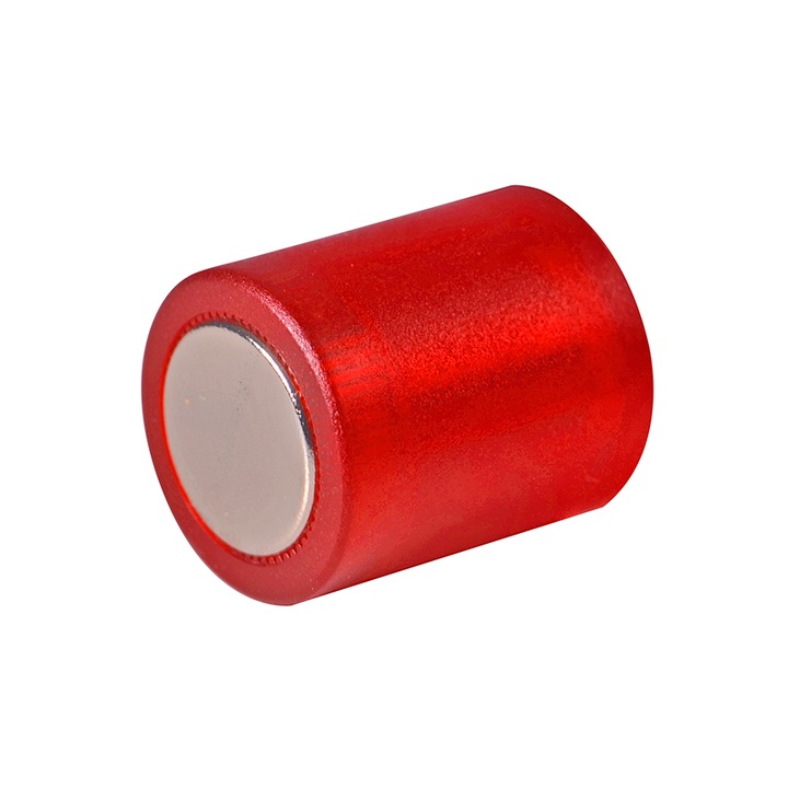 Комплект магнити Ecobra, цилиндрични неодимови, 14x17.7 mm, 4 бр./компл., полупрозрачни червени