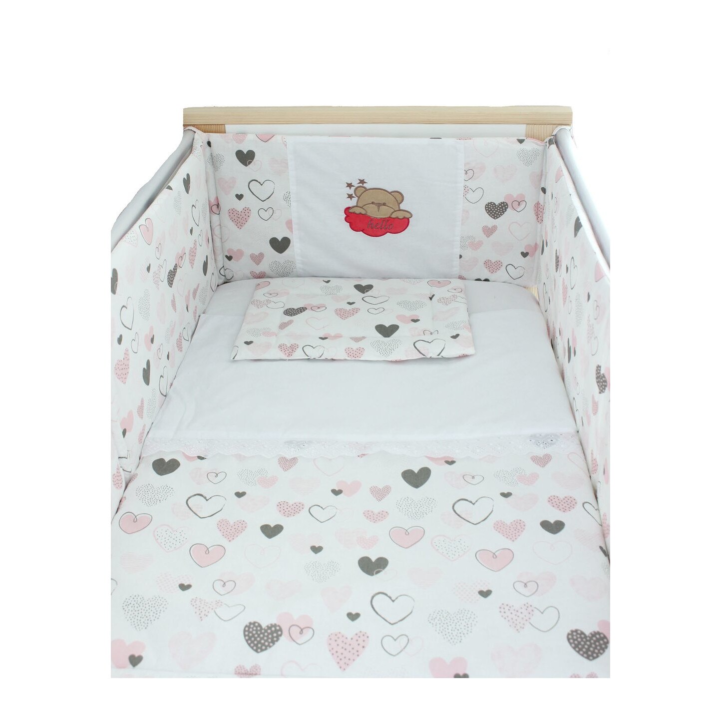 Lenjerie 5 piese, Hello, roz, 120x60cm