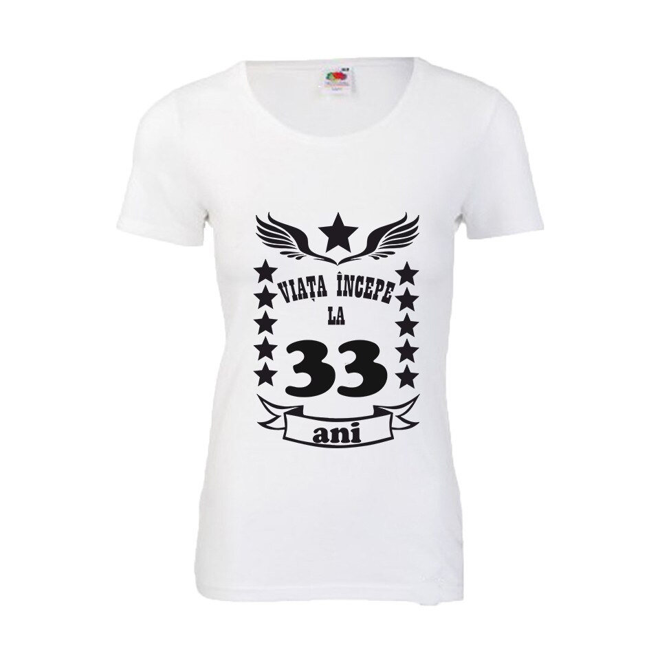 Tricou dama personalizat viata incepe la 35 ani alb L
