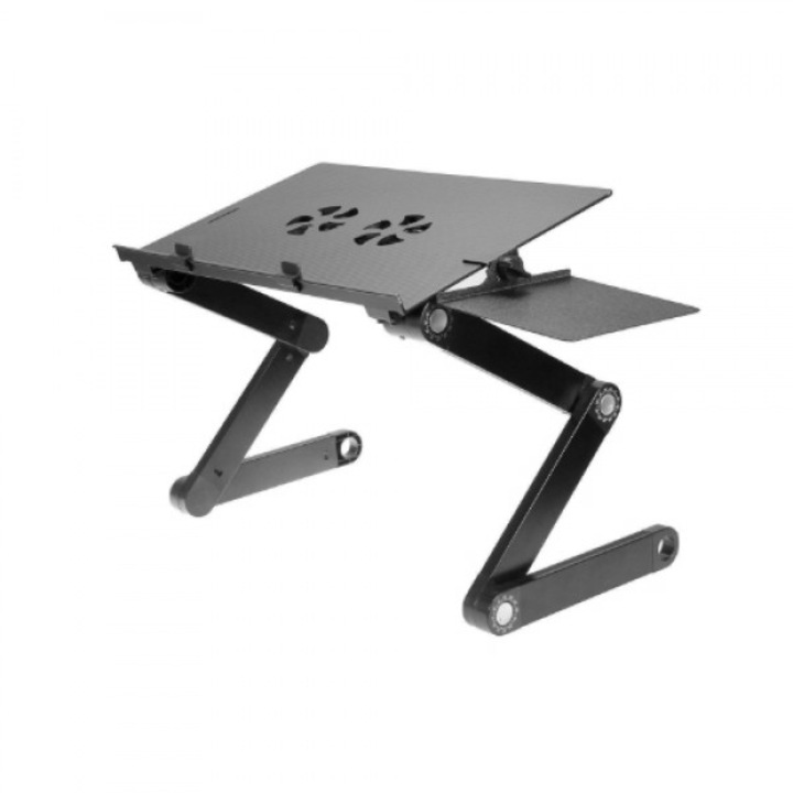 Cooler laptop, Aluminiu, 2xCoolere, 11 pozitii, Negru