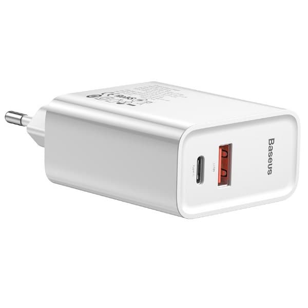 Baseus Speed USB QC3.0 USB C PD 30W hálózati töltő, fehér Apple Original 30W USB C power adapter fali gyorstöltő