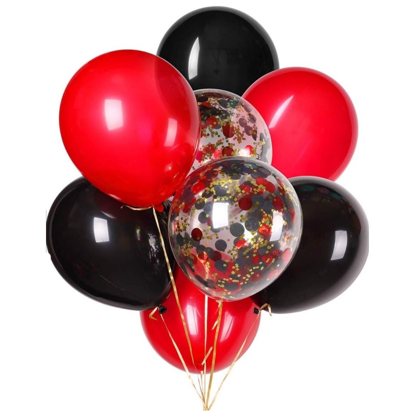 Set 10 Baloane Latex Pentru Petrecere, Rosu/Negru