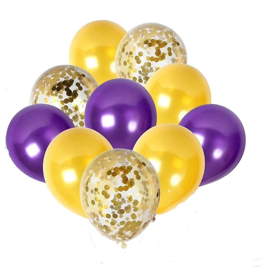 Set 10 Baloane Latex Pentru Petrecere, Mov/Auriu