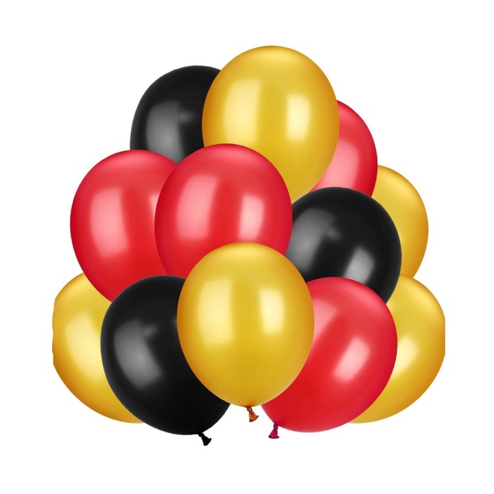 12 parti Latex lufi készlet, piros/fekete/arany