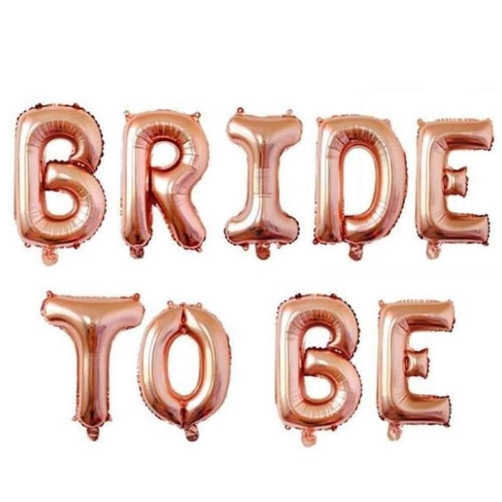Комплект балони BRIDE TO BE, Розово златист, 40 см/буква
