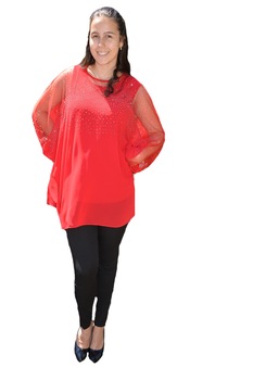 Bluza rafinata cu strasuri,model cu voal detasabil,tip bluzita,D&J Exclussive, Rosu Bluza rafinata cu strasuri,model cu voal detasabil,tip bluzita,D&J Exclussive, Rosu