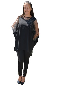 Bluza rafinata cu strasuri,model cu voal detasabil,tip bluzita,D&J Exclussive, Negru Bluza rafinata cu strasuri,model cu voal detasabil,tip bluzita,D&J Exclussive, Negru