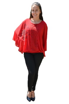 Bluza eleganta,model cu flori din strasuri,D&J Exclussive,turcoaz, 44 EU, Rosu Bluza eleganta,model cu flori din strasuri,D&J Exclussive,turcoaz, 44 EU, Rosu