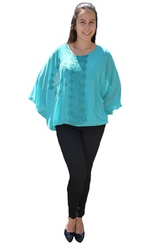 Bluza eleganta,model cu flori din strasuri,D&J Exclussive,turcoaz, 44 EU, Turcoaz Bluza eleganta,model cu flori din strasuri,D&J Exclussive,turcoaz, 44 EU, Turcoaz