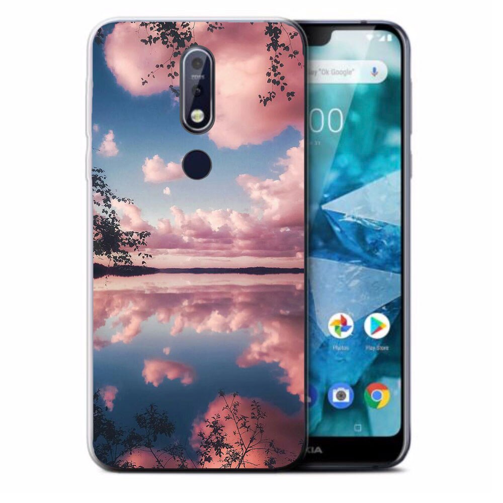 Husa Nokia 7.1 2018 Silicon Gel Tpu Model Pink Clouds Multicolor