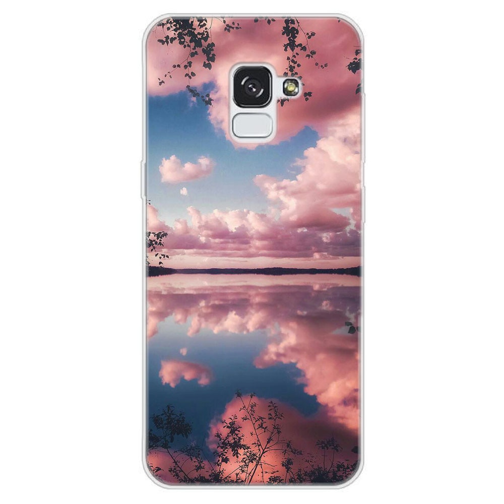 Husa Samsung Galaxy A8 2018 Silicon Gel Tpu Model Pink Clouds Multicolor