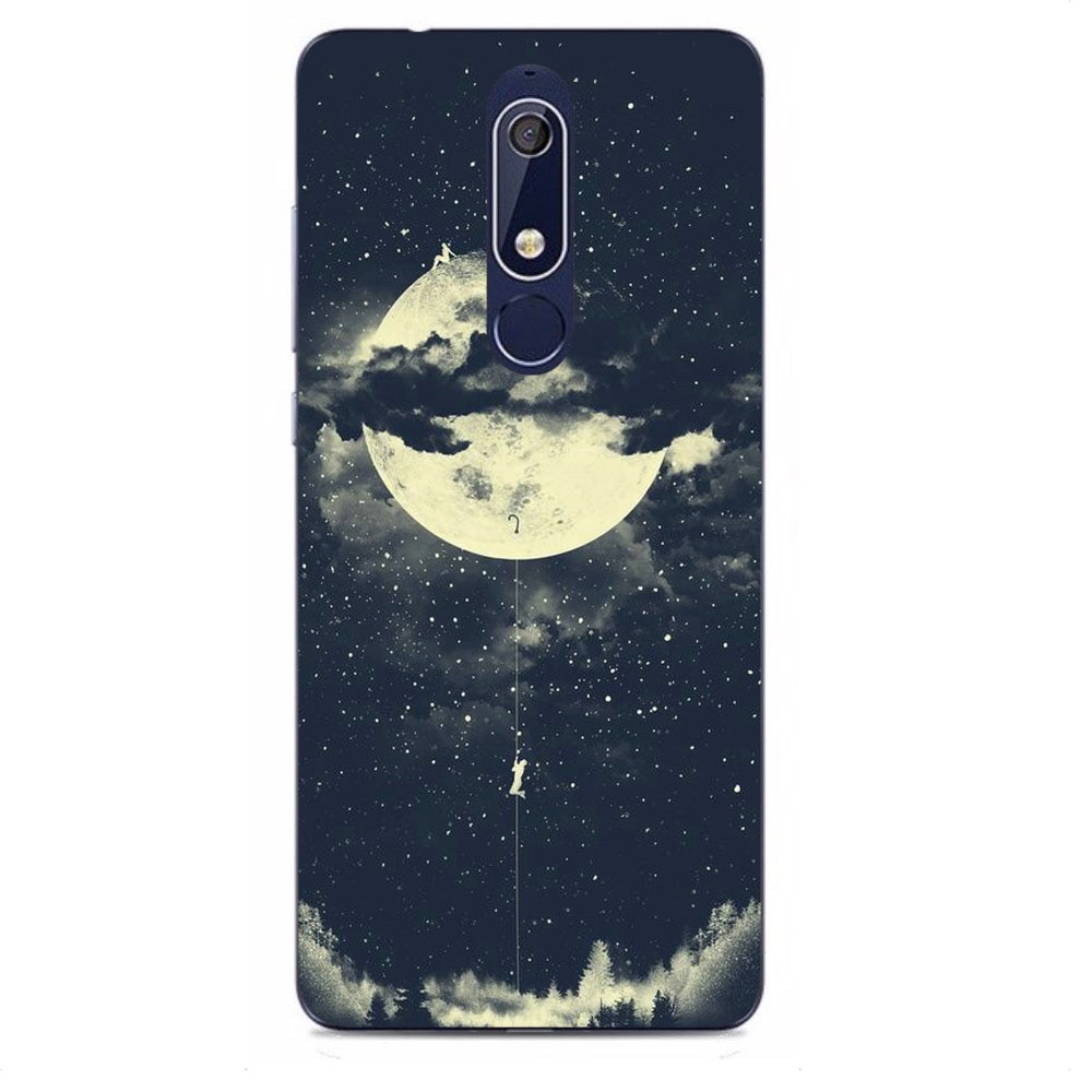 Husa Nokia 5.1 2018 Silicon Gel Tpu Model Moon Climbing Multicolor