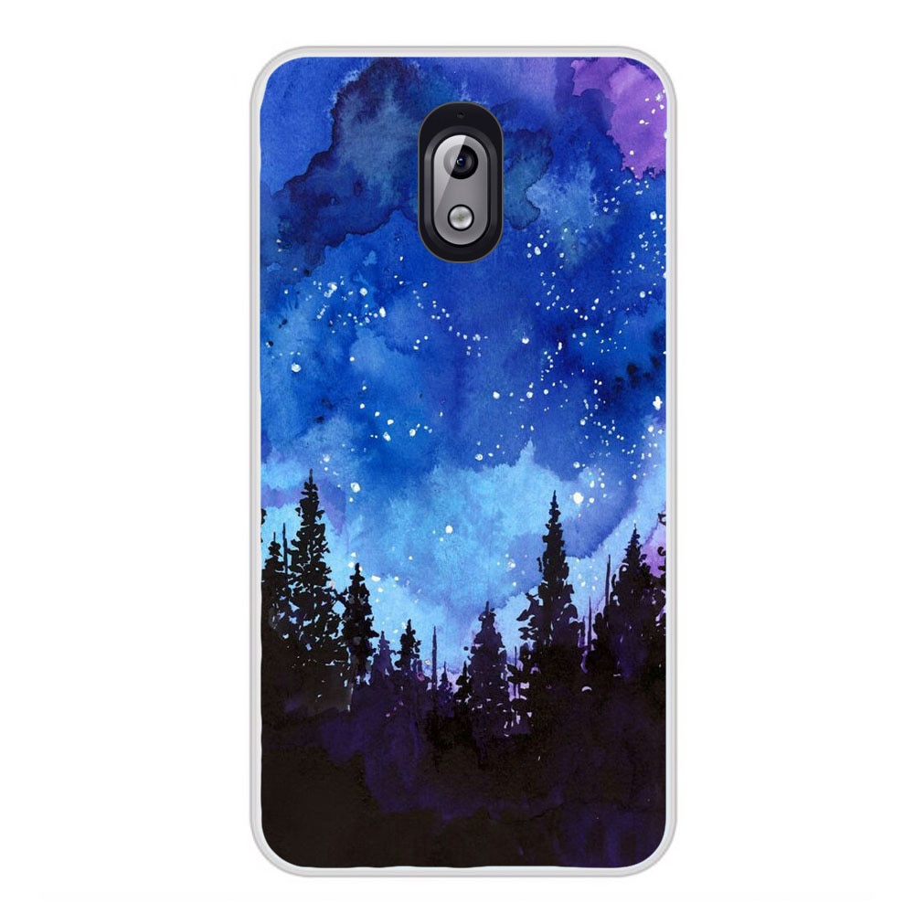Husa Nokia 3.1 2018 Silicon Gel Tpu Model Night Forest Multicolor