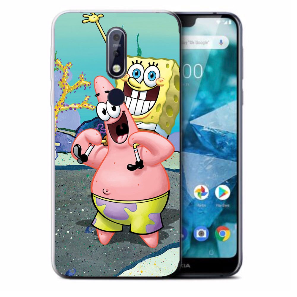Husa Nokia 7.1 2018 Silicon Gel Tpu Model Spongebob Multicolor