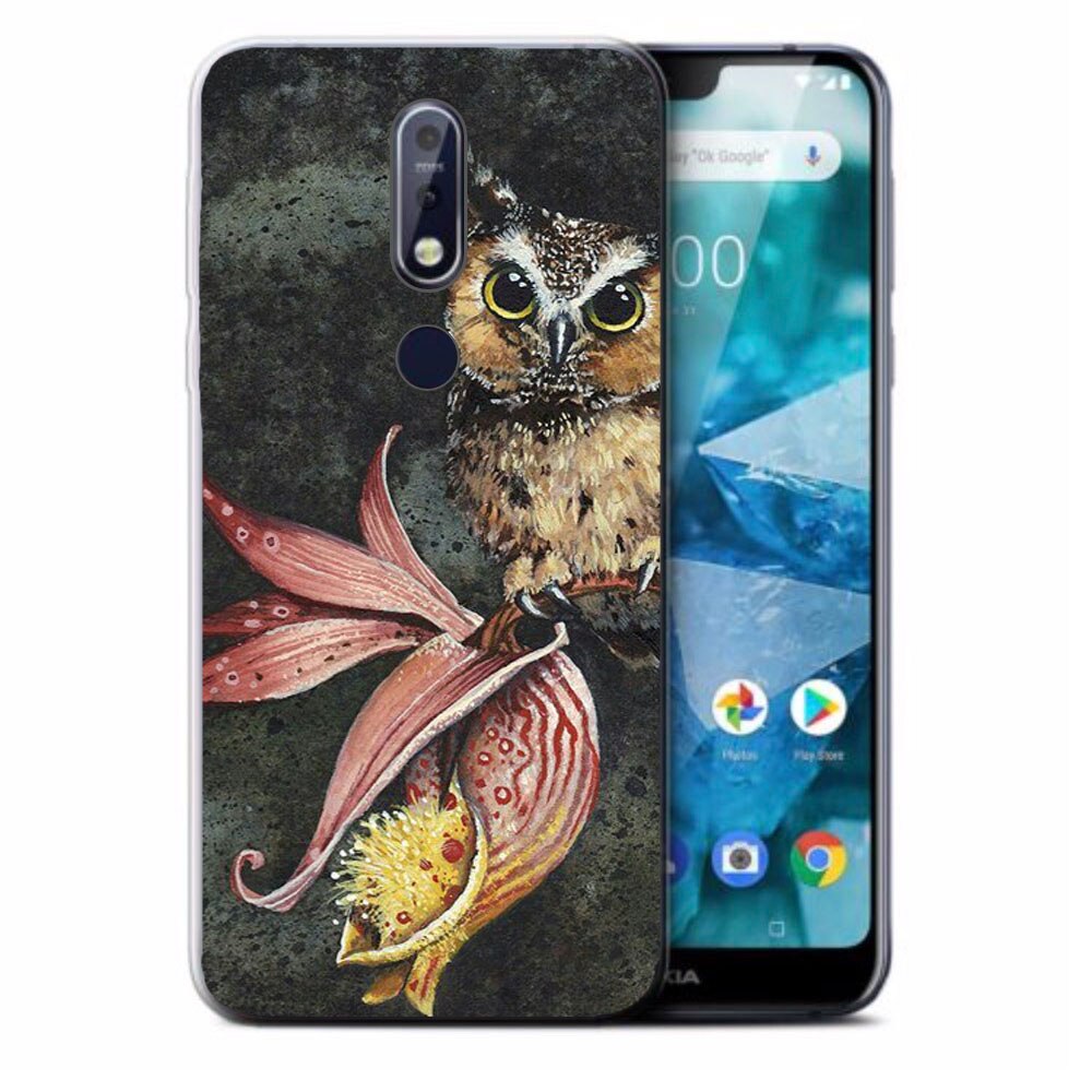 Husa Nokia 7.1 2018 Silicon Gel Tpu Model Owl Painted Multicolor