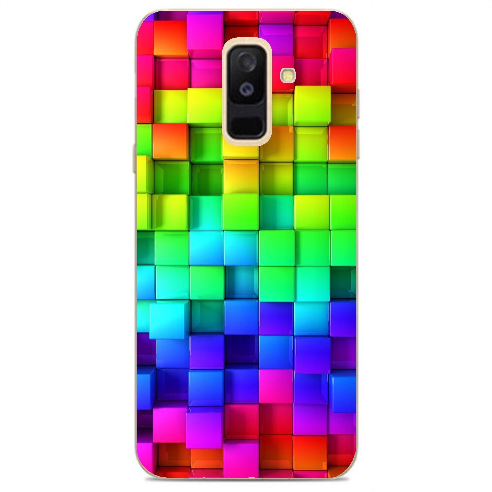 Husa Samsung Galaxy A6 Plus 2018 Silicon Gel Tpu Model Colorful Cubes Multicolor