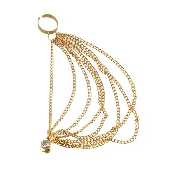 Cercel, Akzent, cu clema si lanturi pentru ureche, placat IP gold 039000000003 Cercel, Akzent, cu clema si lanturi pentru ureche, placat IP gold 039000000003