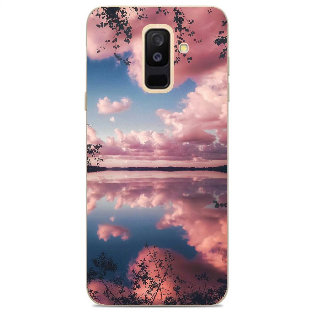 Husa Samsung Galaxy A6 Plus 2018 Silicon Gel Tpu Model Pink Clouds Multicolor