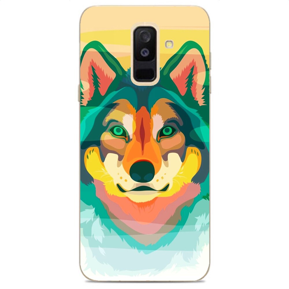 Husa Samsung Galaxy A6 Plus 2018 Silicon Gel Tpu Model Desen Lup Multicolor