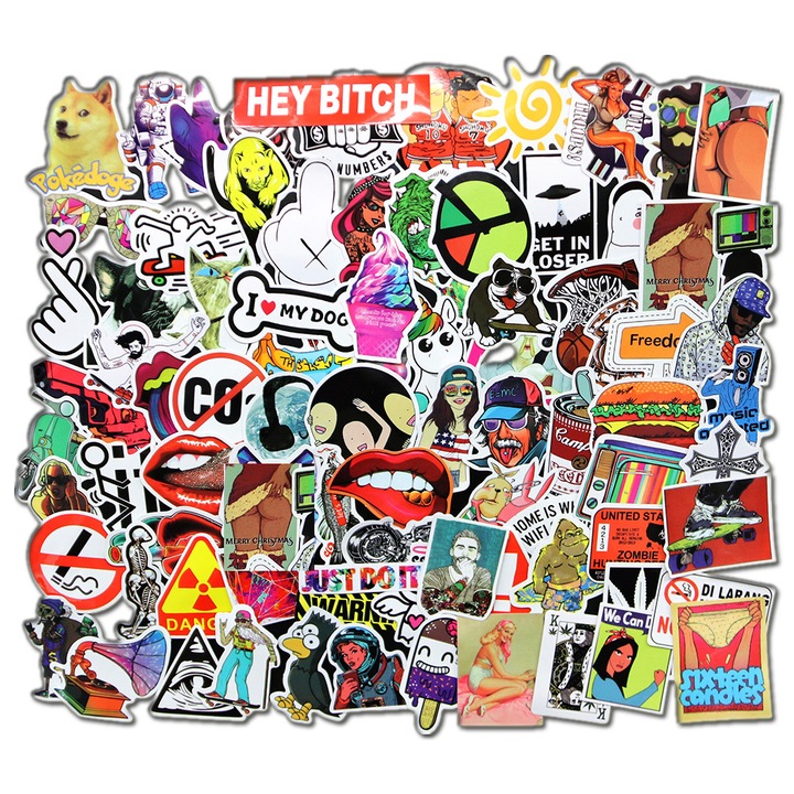 Set Stickere / Abtibilduri 100 bucati Waterproof random