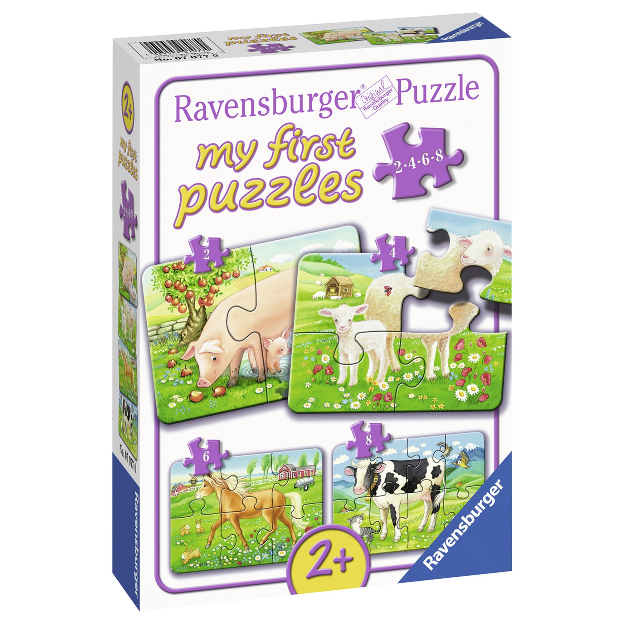 Puzzle Ravensburger - Animale la ferma, 4 in 1, 2/4/6/8 piese