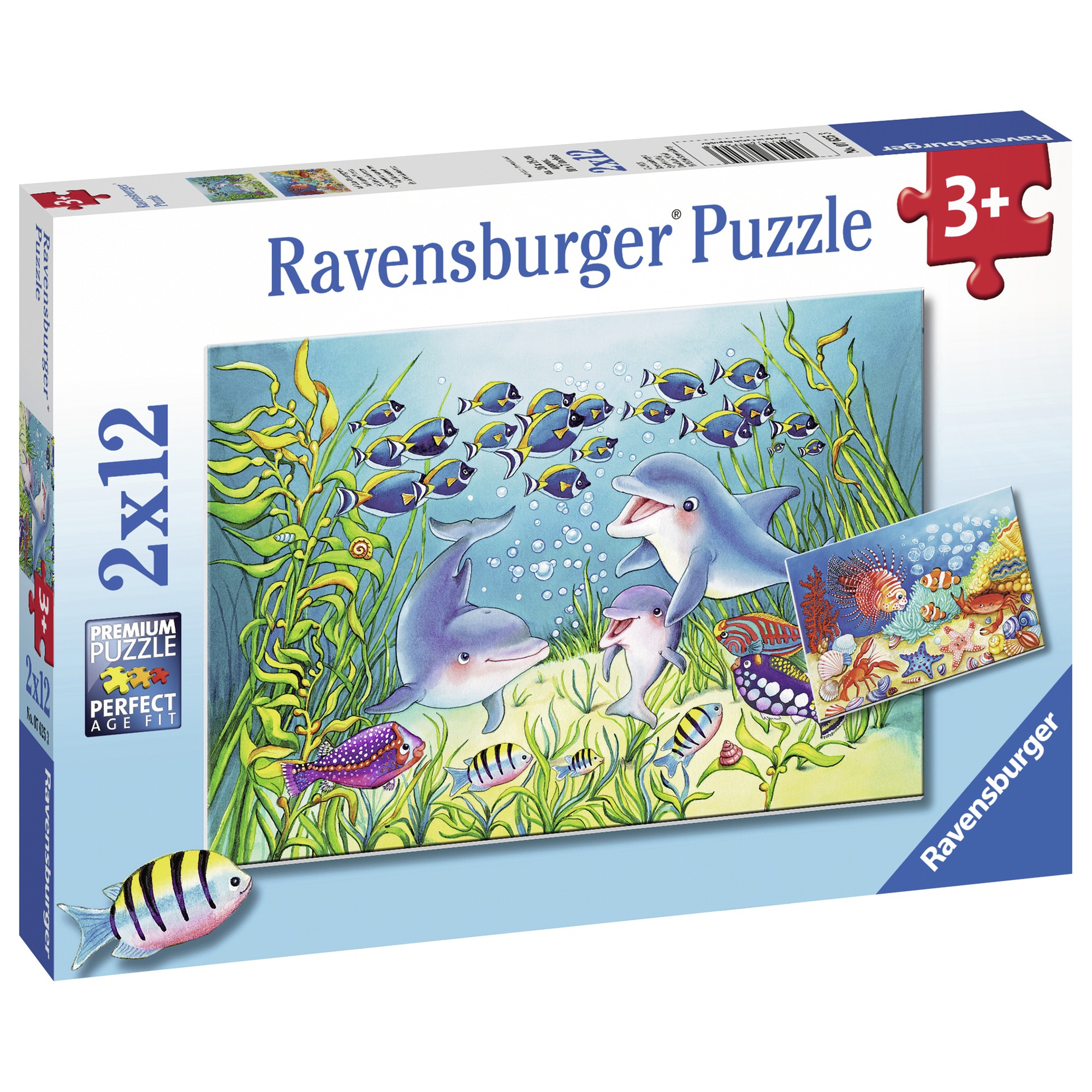 Puzzle Ravensburger - Animale din ocean, 2 in 1, 2x12 piese